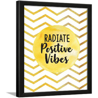 Chaka Chaundh - Radiate Positive Vibes Quotes Frames - Good Vibes Quotes Wall Frames For Home & Living Room - Positive Quotes Posters For Women - (13.6 X 10.6 Inches)