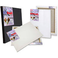 Skyhawk Pre Stretched Artist Canvas (Set Of 3) Black, White & Linen (Combo Set), Artist Quality- Pure Cutton (Medium Grain) & Pure Linen (Fine Grain) (10" X 14")