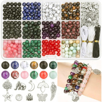 Diy Crafts Unssorted Mixed Combo Kit, Crystal Etc Beads Bracelet Jewelry Making Natural Healing Stone Kit For Bracelet Making Crystal Beads Adults Jewelry Making Kit For Girls 8-12 Pcs :- (260) (130)