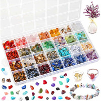 Diy Crafts Unssorted Bead Mixed Combo Kit, Crystal Etc Mix Multi For Ring Making, 15 Colors Chips And Gemstone Bead, Ring Making Kit With Plastic Box For Jewelry, Bracelets, Earring Pcs :- (260)
