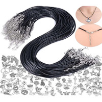 Diy Crafts 2 Pcs, Unsorted Pendant, Tibetan Pendent + Black Waxed Necklace Cord With Lobster Clasp Bulk For Bracelet Making Necklaces Jewelry Ma (2 Pcs, Unsorted Pendant)