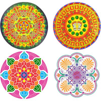 Dreamkraft Colorful Rangoli Sticker Set For Diwali Decoration, Floor & Wall Stickers (30 Cm X 30 Cm, Pack Of 4)_Pc493