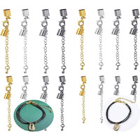 Diy Crafts Parts Pack, Chorme Silver, Cord End Clasps Connectors, Lobster Clasp, Extender Chain Adjustable Jewellery Clasps Leather Cord End Cap For Bracelet Neckl (Parts Pack, Chorme Silver)