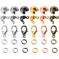 Diy Crafts 50X Grams, Antique Gold, Lobster Clasp Set Including Lobster Claw Clasps Open Jump Rings Diy Bead Crimp Covers Clamshell Knot Covers For Jewelry (50X Grams, Antique Gold)