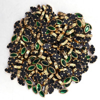 Embroiderymaterial Kundan Stones In Kishti Boat Shape Emerlad Green Colour For Diy Jewellery & Embroidery Embellishment, 4X6 Mm, 500 Pieces
