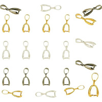 Diy Crafts 70 Pcs, Nickel Silver, Brass Pinch Bails Pinch Clip Bail Clasp Dangle Charm Bead Pendant Connector Findings For Pendants Necklace J (70 Pcs, Nickel Silver)