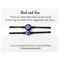 Kaushey Loom & Craft Authentic 2 Pcs Handmade Evil Eye Nazariya Bracelet For Unisex Adult Keeps You Safe And Secure From Evil & Negative Energies Comes With Greeting Card