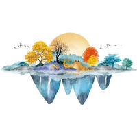Jaamso Royals Blue Hill With Animals Wall Stickers For Kids Room (60Cm X 90Cm)