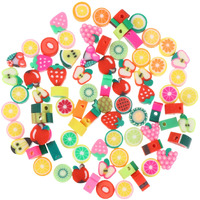 Heallily 80Pcs Diy Clay Charms Cute Charms Fruit Candy Sweets Flatback Beads Making Supplies For Craft Making Ornament Scrapbooking