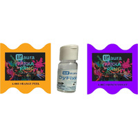 Prokart Lifaura Pakka Rang Fabric Permanent Dye Color Kit Pack Of 6 Sachets (5G Each 30G Pack) With 30G Dyfixershadea-003 Orange Peel03 & Violet07 Each Color 3 Sachets