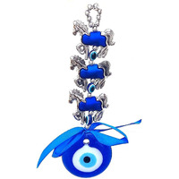Love 2 Buy Nazar Suraksha Turkish Evil Eye 3 Horse Talisman Door Wall Car Hanging Amulet (Blue Eyes)