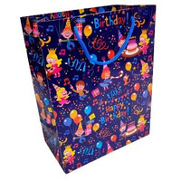 Adorn Premium Kids Birthday Party Paper Bags | Gift Bags | Gift Wrapping Bags | Return Gift Bags (Pack Of 10) - (7 Inch X 10 Inch (Small), Blue)