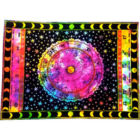 Purpledip Cotton Wall Poster Beach Throw 'Zodiac - Birth Signs Cosmic Map': Bohemian Hanging Tapestry (20034)