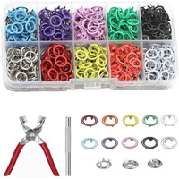 Prezone Premium Snap Buttons Kit - 9.5Mm Metal Fasteners With Hand Pliers Tool | Thickened Five-Claw Buckle For Baby & Children's Clothing, Sewing, And Crafting - Household Machine Press Tool Included (Multicolor)