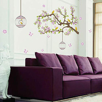 Heureka Purple Tree Leaves Design Peel And Stick Self Adhesive Wall Sticker For Home Dcor And Wall Decor (60Cm X 90Cm)