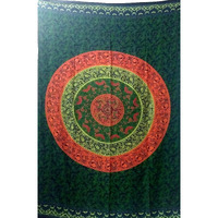 Purpledip Cotton Mix Body Wrap 'Cosmic Mandala': Bohemian Tapestry Bed Cover Beach Throw (20051)