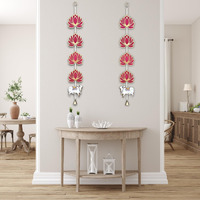 Alaukik Handmade Lotus Hangings For Decoration With Pichwai Cow Wall And Door Hanging/Temple Decorations Items/Lotus Hanging For Ganpati, Diwali Pack Of 2