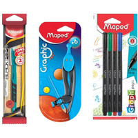 Maped Mandala Art Kit|Fineliners Doodling Pens|Doodlibg Kit| Mechanical Pencil|Compass|Fine Liners|Writing Material|School Instruments |Triangular Shape For Easy Grip, Multicolor