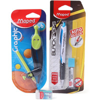 Maped Essential Stationery Kit|Essential Writing Set|Study Material|Rounder|Eraser|Mechanical Pencil|School Supplies|Stationery Kit| Mandala Art Kit For Adult| Mandala Art Tool Doodling Kit| Non Toxic