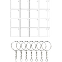 Maitri Acrylic Discs Keychains Kit With Acrylic Transparent Circle Square Shape Discs, Ring With Chain, Open Rings For Diy Keychain Pieces- (10)