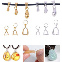 Diy Crafts 25 Pcs Small, Kc Gold, Styles Pinch Clip Bail Clasp Dangle Charm Bead Pendant Connector Findings For Jewelry Necklace Diy Craft Making(25 Pcs Small, Kc Gold)