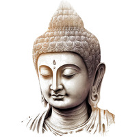 Creative Edge Creativeedge Pvc Vinyl Wall Sticker Lord Buddha Design Light Grey (61 Cm X 42 Cm)