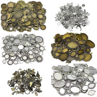 Diy Crafts Zinc Alloy Pendant Blank Cameo Cabochon Base Setting Jewelry Accessories Package As Title, Pack Of 25 Grm, Oval Bronze (Antique)