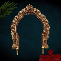 Bhunes Handmade Brass Prabhavali Frame For Home Temple, Pooja Room, Deity Idols - Antique Wall Hanging Arch For Spiritual & Indian Decor, Gold, 8 Inch, 1 Piece