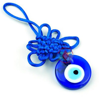 Remedywala Round Evil Eye Charm, Evil Eye Pendant Type Threaded Charm (Blue)