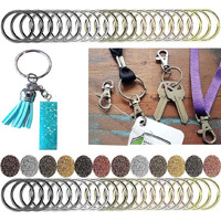Diy Crafts 30 Only Kerings, Silvery Chrome, Only Key Rings, Swivel Clasps Set Metal Lanyard Snap Hook, Lobster Claw Clasps Keychain Rings Open Rings E (30 Only Kerings, Silvery Chrome)