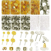 Diy Crafts 125 Gram, Unsorted, Earring Posts And Backs, Earring Making Supplies With Earring Posts And Earring Backs For Studs, Earring Making Kit For Diy Earring(125 Gram, Unsorted)
