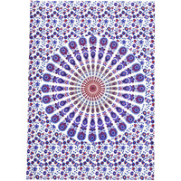 Ravaiyaa - Attitude Is Everything Peacock Mandala Printed Poster Home Wall Sofa Decor Cotton Small Tapestry Wall Hanging Yoga Mat (Purple)