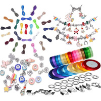 Diy Crafts 100 Pcs Sample, Combo Kit #2, 110X Pcs Accessory 5X Pendent 50 Mtr String/Cord Cotton/Satin Leather Items Lot Random Colour For Necklace/Bracelet(Pack Of 100 Pcs Sample, Combo Kit #2)