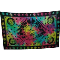 Purpledip Cotton Bed Cover Wall Poster Beach Throw 'smiling Sun': Bohemian Hanging Tapestry (20059)