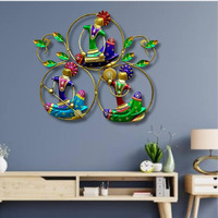 Anshika International Metal Musician Doll Frame Wall Decor/Wall Hanging For Living Room, Size- 16X15 Inches (3 Doll Leaf)