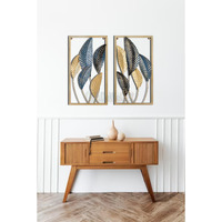 Dewogift Decorative Metal Wall Art | Wall Sculpture/Hanging | For Living Room, Office, Bedroom, Hotel | Easy To Hang | Durable | Elegant And Timeless | Home Decor | Leaf | Set Of 2