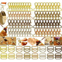 Diy Crafts 35 Sets, Silvery Bright, Lobster Clasps Key Rings Clip Connector Hooks, D Rings, Slide Buckle For Keychain Key Rings Clip Connector Bags Art Jewelle (35 Sets, Silvery Bright)