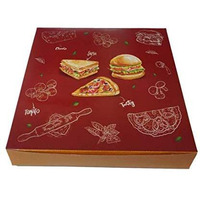 Flute Presents Paper Pizza Box, Printed In Maroon & Orange Colour (Back Side White), (Size 10" X 10" X 2" - Inch) (Pack Of 10)