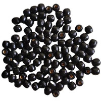 Q1 Beads 100 Pcs Black Color Natural Plain Oval Wooden Beads With Big Hole Ball For Jewellery Making & Diy Craft Findings And Multipurpose(16X17 Mm,10 Mm Hole,Black Color)