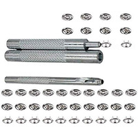 Diy Crafts Sets Silver Press Fasteners Studs Copper Clothes Rivets Snap Buttons With Install Tools (Pack Of 400 Pcs, Design No # 2)