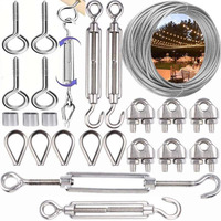 Diy Crafts 3 Kits 12X3, Stainless Steel Kit, Wire Rope, Globe String Lights Hanging Kit, Cable Railing, Aircraft Picture Hanging Include 10Mtr Transparent Vinyl Coa (3 Kits 12X3, Stainless Steel Kit)
