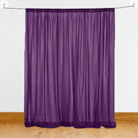 1Iam 5Pcs Purple Decoration Net, Hook & Ribbon Combo - 2 Large Stitched Nylon Backdrop Net Curtains (8.5X5Ft Each), 2 Gummy Hooks, 1 Black Ribbon - Reusable, Wrinkle-Free