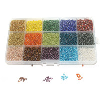 Beadsnfashion Seed Beads Silver Line Diy Kit With Beads Storage Box & 10 Mtrs Nylon Thread  15 Colors (Size 11/0, 2.0 Mm) For Jewellery Making, Beading, Arts & Crafts, And Embroidery