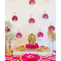 Wahhson Lotus Hangings For Decoration | Hanging For Home Decor | Floral Wall Hangings For Temple Decor | Diwali,Wedding And All Festival Decor | Showpiece For Home Decor (Lotus Jhumka - 6 Pcs)