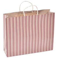 Sapco Stripe Gift Paper Carry Bag Packs For Marriage, Birthday, Holiday 10 (Brown) (15X12X4-Inch)