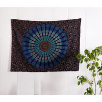 Ravaiyaa - Attitude Is Everything Beautiful Home Decor Great Gift Wall Hanging Poster Handmade Printed Cotton Tapestry Decorative Table Cover (Blue)