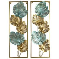 Framing Hub - Wall Decor For Home/Living Room/Office/Bedroom/Hotel/Cafe/Resort Decor | Metal Wall Art | (Metal Etching Leaves Wall Art Set Of 2)