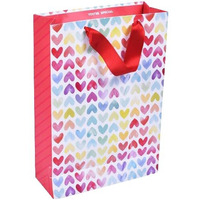 Sapco Gift Paper Bag Premium Thick Card 'Hearts Forever' Bag For Gifting, Festivals And Sharing Love (9X13X3.5 Inch),Multicolor