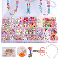 Zibuyu Beads For Jewellery Making Girls Diy Crafting Beads For Kids Girls Necklace, Bracelet Kit Girls Jewlery Crystal Beads Elastic Thread Scissors Pendent Making Beads - 580 Pcs