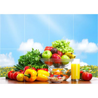 Sticker Yard Waterproof Kitchen Veg And Fresh Fruits Wallpaper/Wall Sticker Multicolour - Kitchen Wall Coverings Area (60Cm X 46Cm)